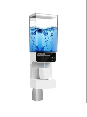 UMICKOO Mouthwash Dispenser - White with Blue Reservoir